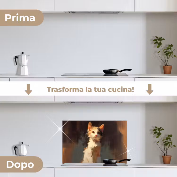 Paraschizzi cucina - Gatto - Dipinto - Artistico - Bianco — 7