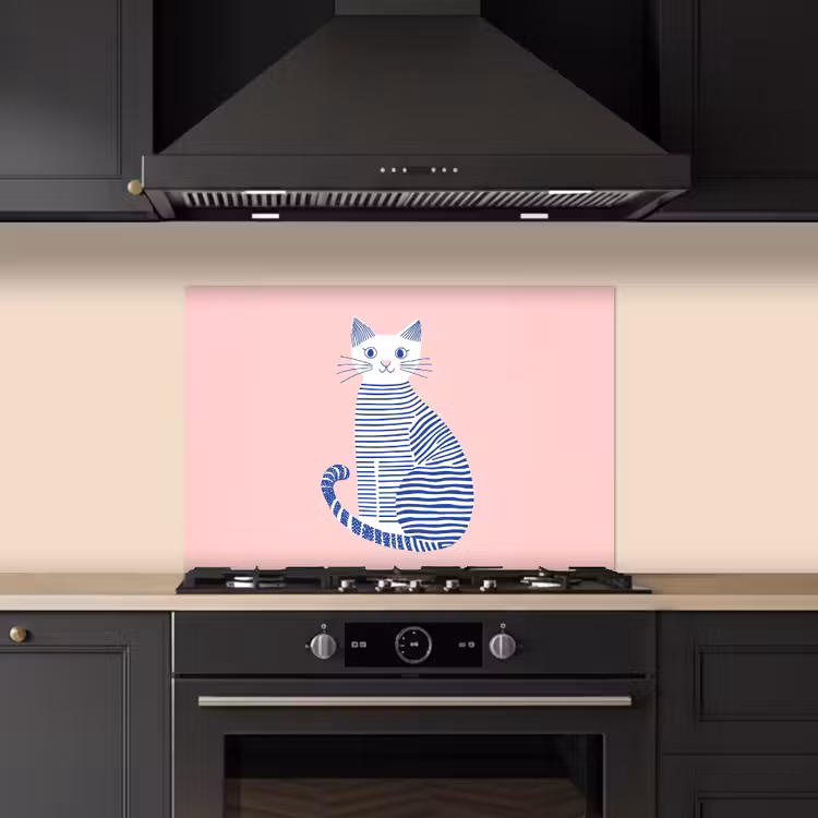 Paraschizzi cucina - Gatto - Illustrazione - Minimalista - Rosa — 5