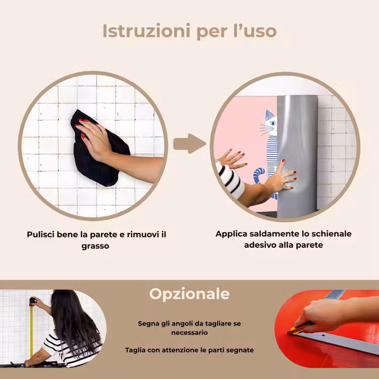 Paraschizzi cucina - Gatto - Illustrazione - Minimalista - Rosa — 6