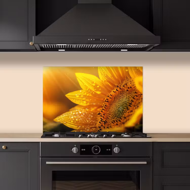 Paraschizzi cucina - Girasole - Gocce di rugiada - Giallo - Luce solare — 5
