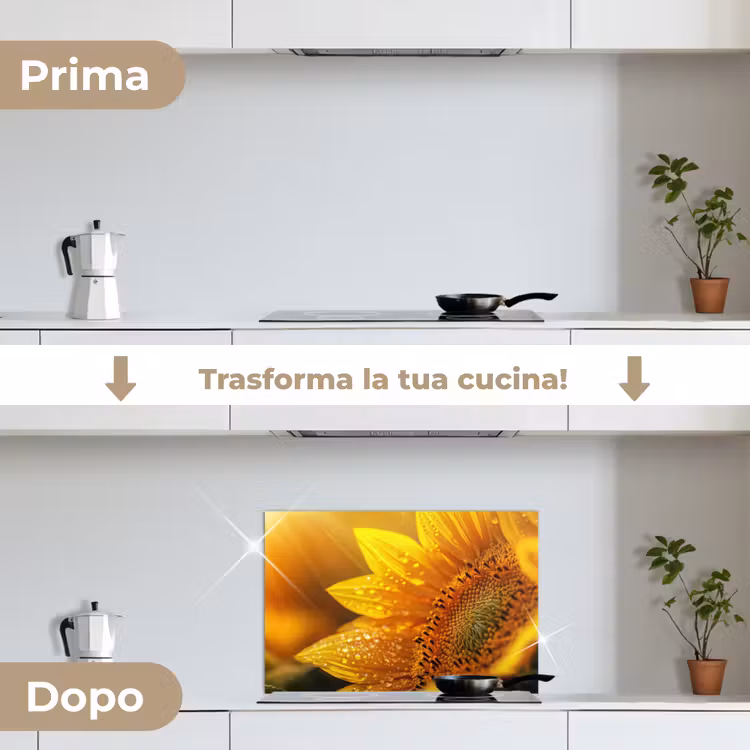 Paraschizzi cucina - Girasole - Gocce di rugiada - Giallo - Luce solare — 7