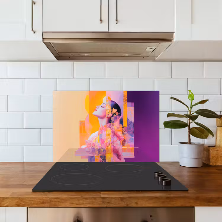Paraschizzi cucina - Astratto - Ritratto - Donna - Colorato — 3