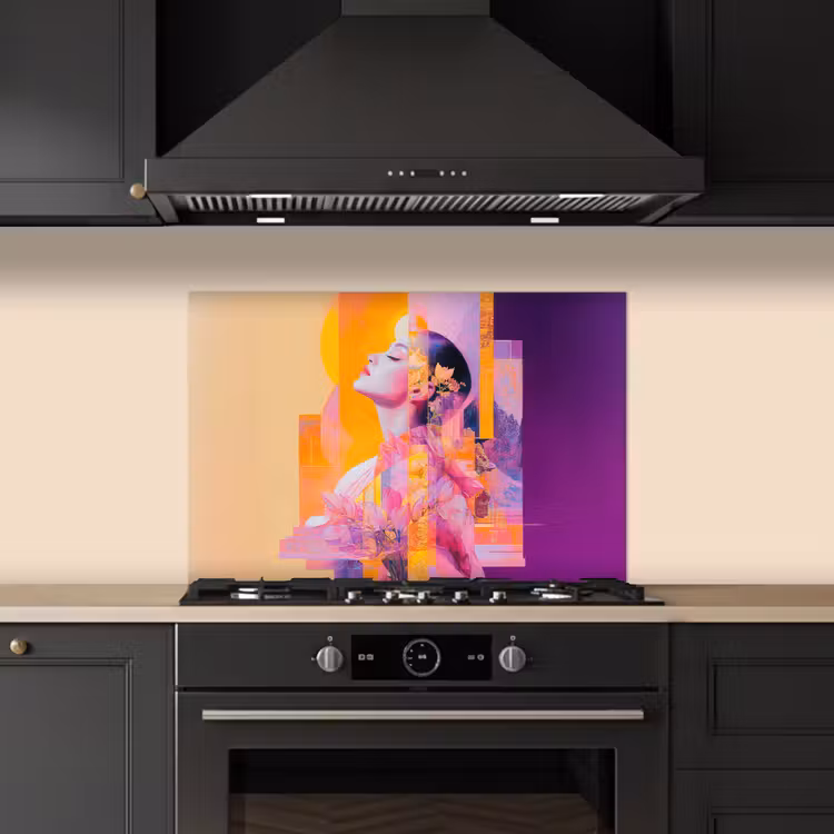Paraschizzi cucina - Astratto - Ritratto - Donna - Colorato — 5