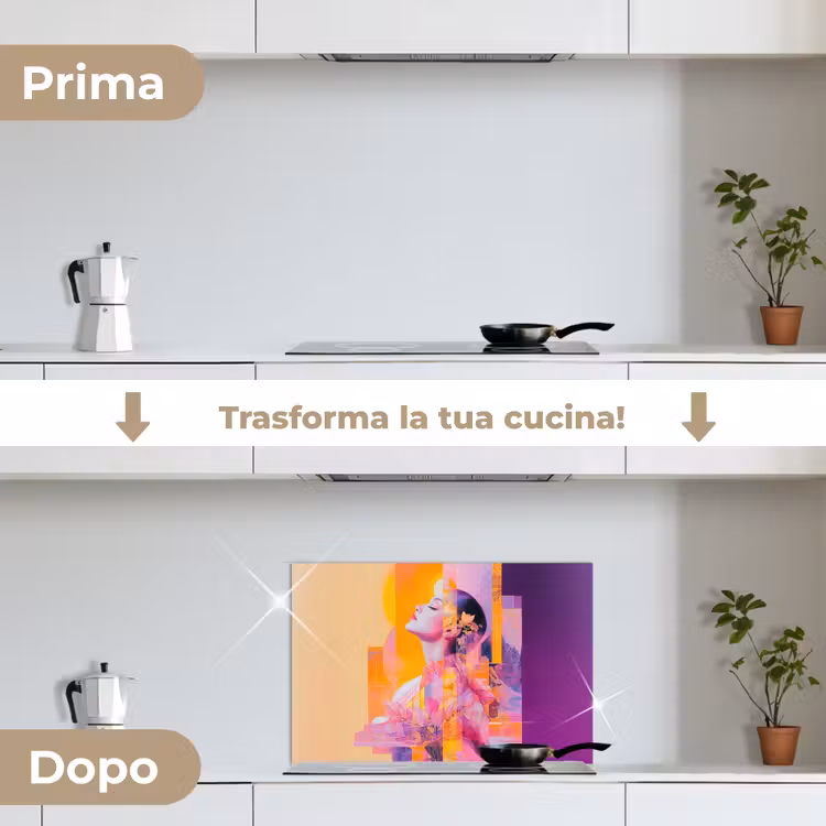 Paraschizzi cucina - Astratto - Ritratto - Donna - Colorato — 7