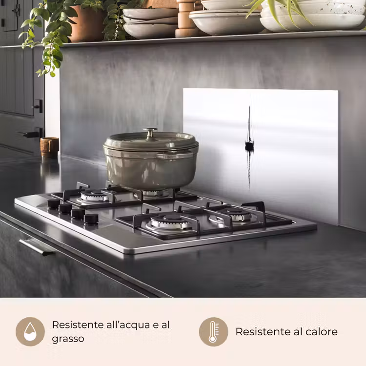 Paraschizzi cucina - Barca a vela - Nero - Acqua - Silhouette — 2