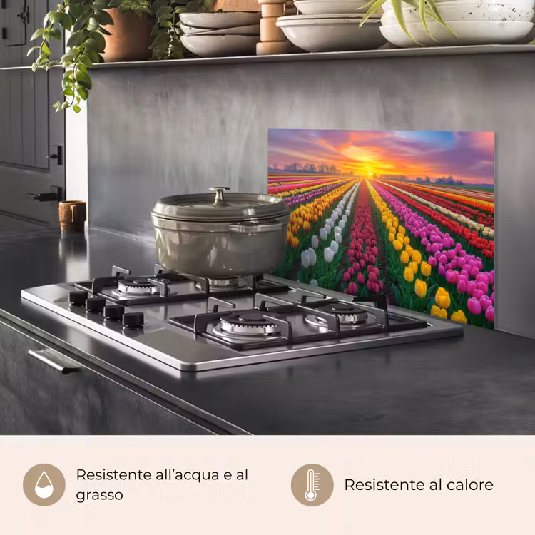 Paraschizzi cucina - Campo di tulipani - Tramonto - Colorato — 2