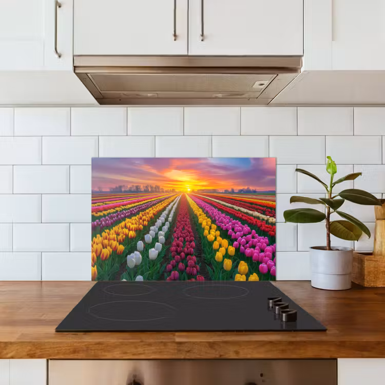 Paraschizzi cucina - Campo di tulipani - Tramonto - Colorato — 3