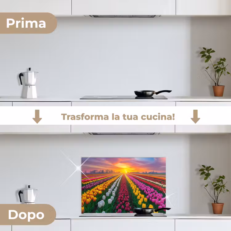 Paraschizzi cucina - Campo di tulipani - Tramonto - Colorato — 7