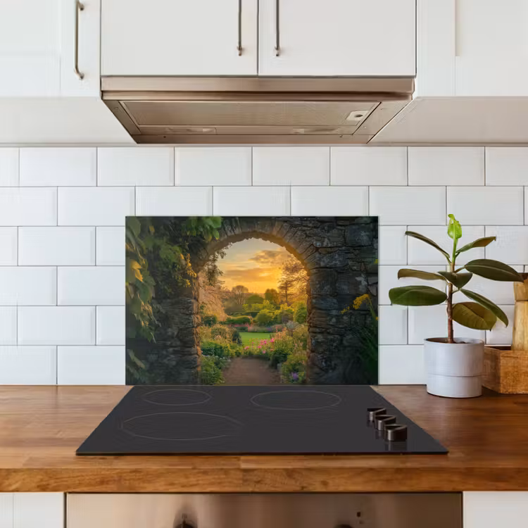 Paraschizzi cucina - Cancello - Piante - Tramonto — 3