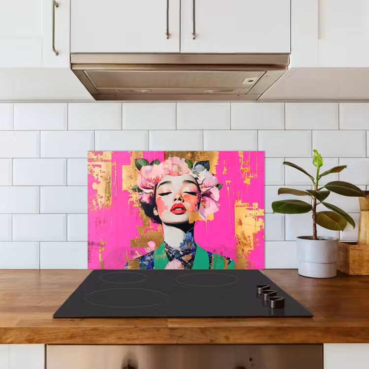 Paraschizzi cucina - Corona di fiori - Oro - Donna - Ritratto — 3