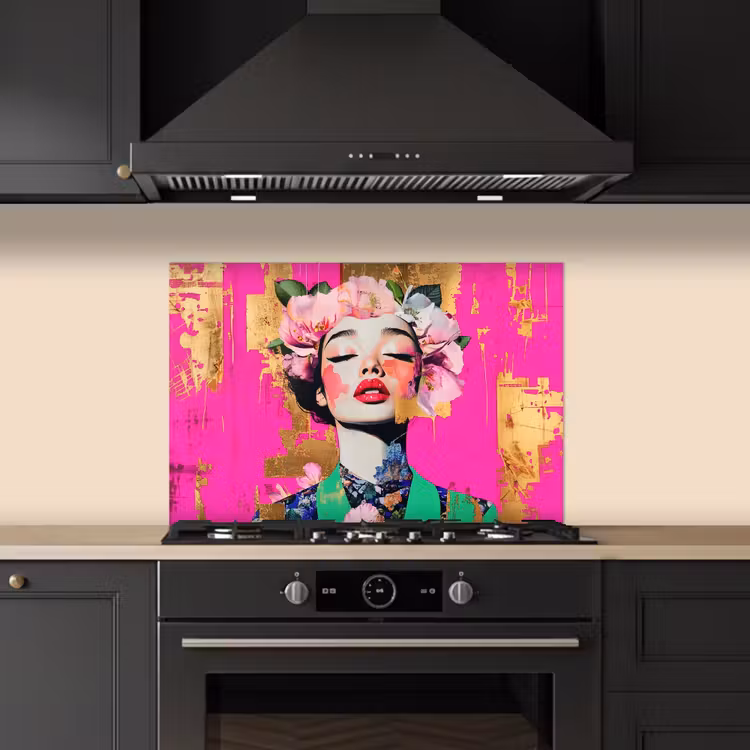 Paraschizzi cucina - Corona di fiori - Oro - Donna - Ritratto — 5