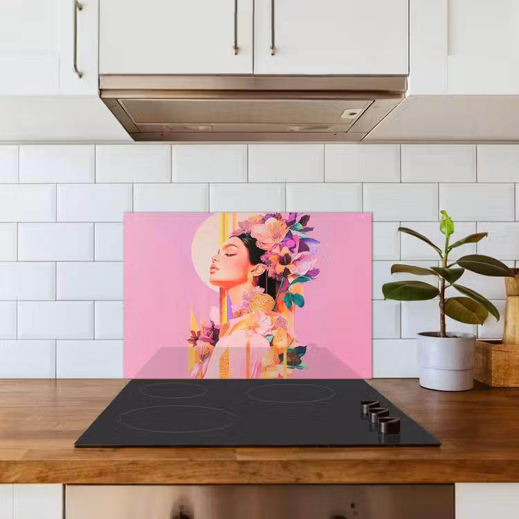 Paraschizzi cucina - Donna - Fiori - Viola - Astratto — 3