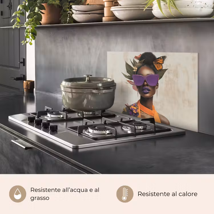 Paraschizzi cucina - Donna - Occhiali da sole - Farfalla - Fiori — 2