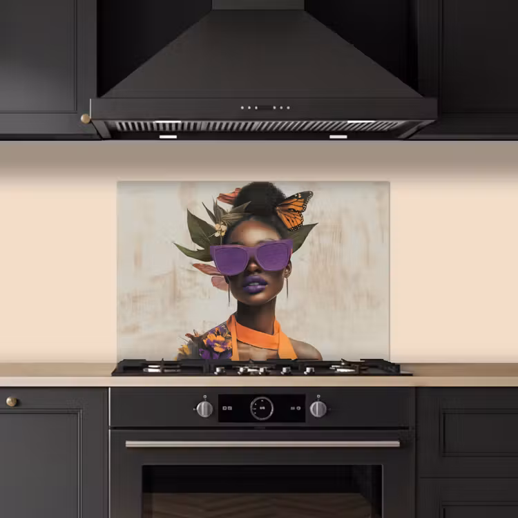 Paraschizzi cucina - Donna - Occhiali da sole - Farfalla - Fiori — 5