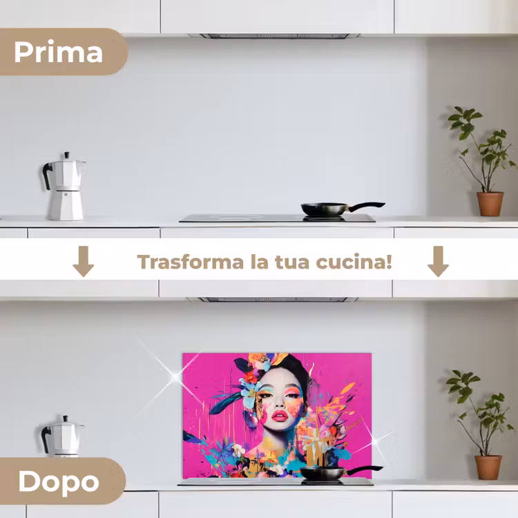 Paraschizzi cucina - Donna - Ritratto - Astratto - Viola — 7