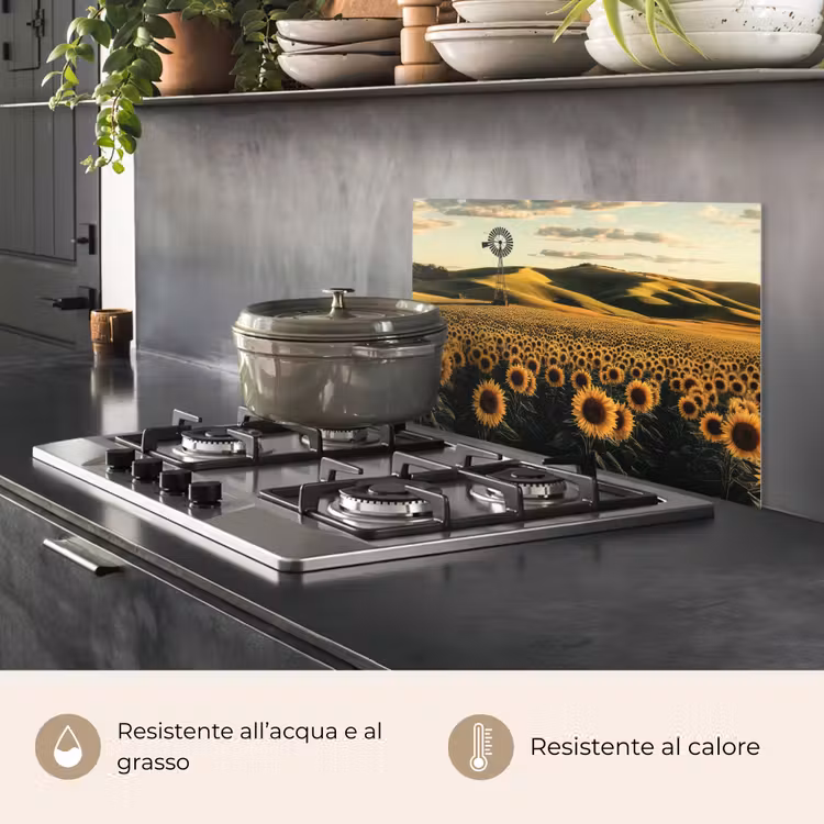 Paraschizzi cucina - Girasole - Campo - Mulino a vento — 2