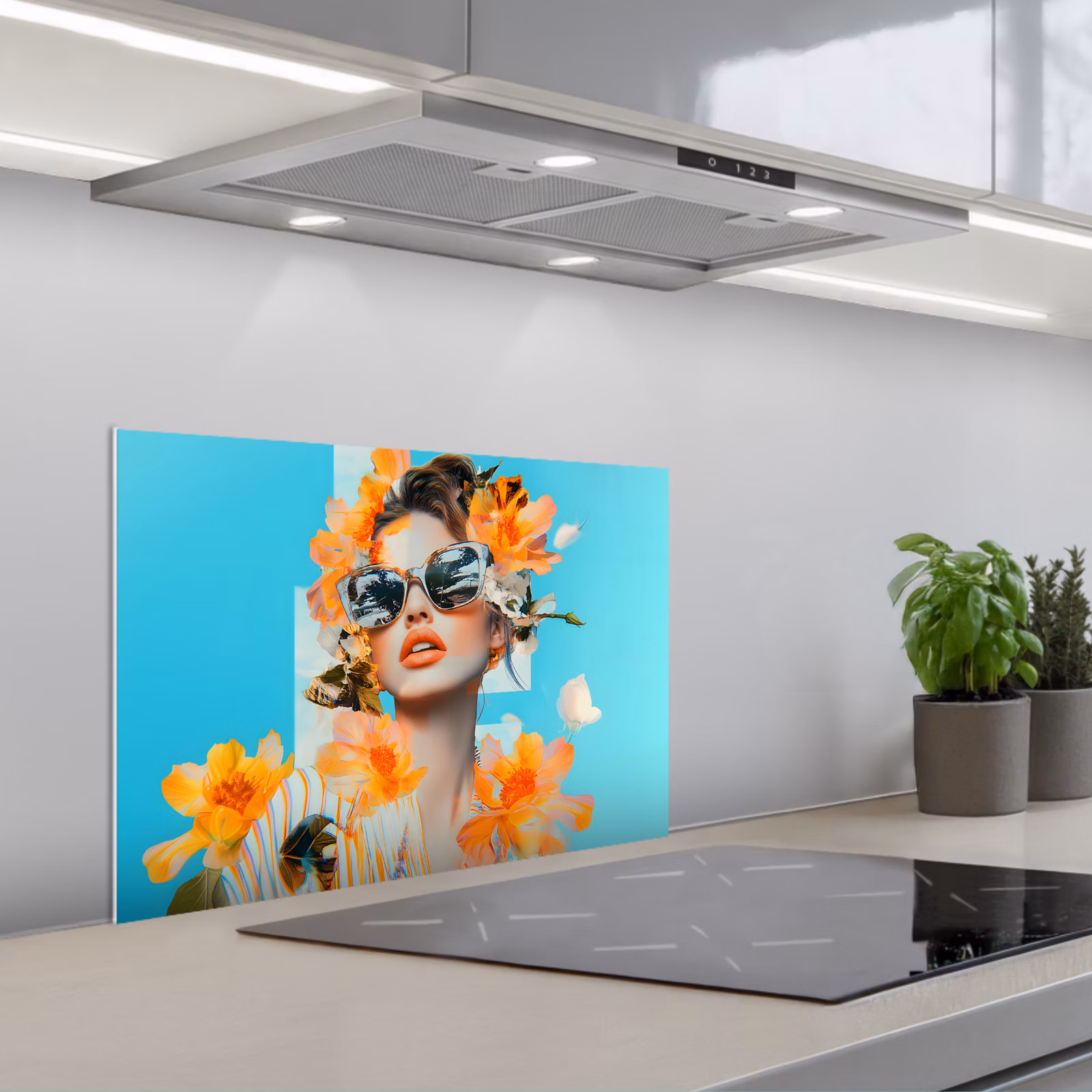 Paraschizzi cucina - Fiori - Donna - Occhiali da sole - Blu — 1