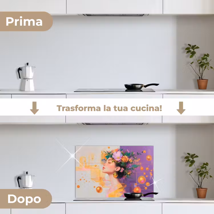 Paraschizzi cucina - Astratto - Donna - Corona di fiori - Oro — 7