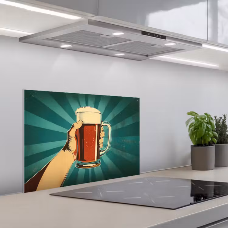 Paraschizzi cucina - Bicchiere da birra - Schiuma - Retrò - Verde — 1