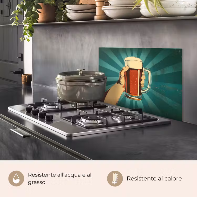 Paraschizzi cucina - Bicchiere da birra - Schiuma - Retrò - Verde — 2