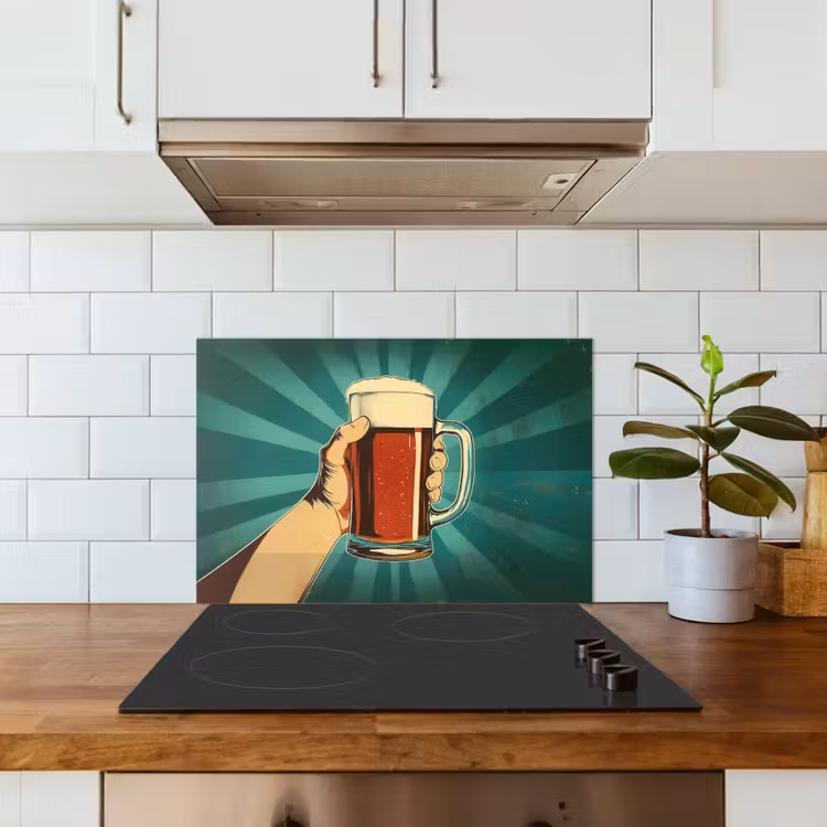 Paraschizzi cucina - Bicchiere da birra - Schiuma - Retrò - Verde — 3