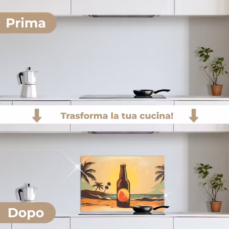 Paraschizzi cucina - Bottiglia di birra - Tramonto - Palme - Mare — 7