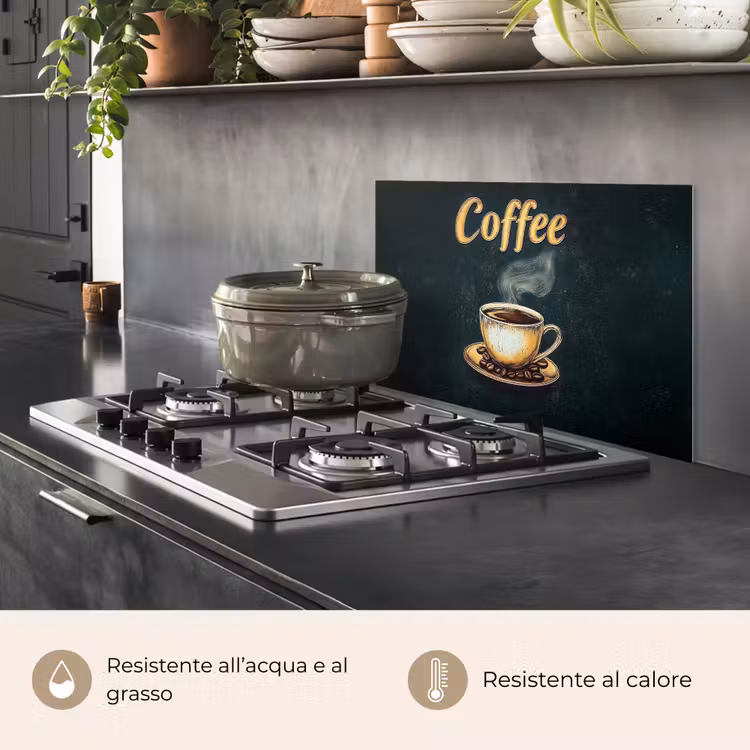 Paraschizzi cucina - Caffè - Piatto - Chicchi di caffè - Retro — 2