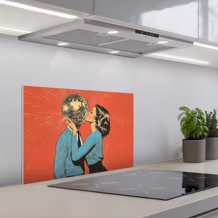 Paraschizzi cucina - Donna - Retrò - Palla da discoteca - Bacio — 1