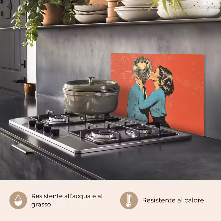Paraschizzi cucina - Donna - Retrò - Palla da discoteca - Bacio — 2