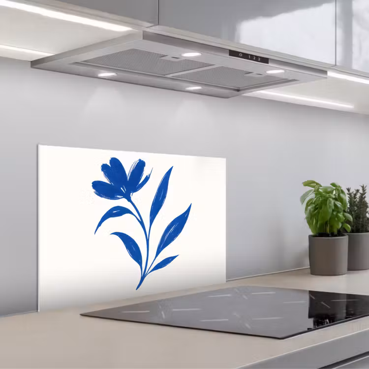 Paraschizzi cucina - Fiore - Petali - Minimalista - Blu — 1