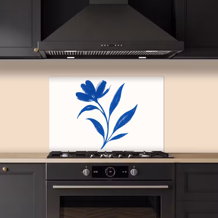 Paraschizzi cucina - Fiore - Petali - Minimalista - Blu — 5