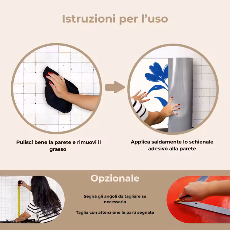 Paraschizzi cucina - Fiore - Petali - Minimalista - Blu — 6