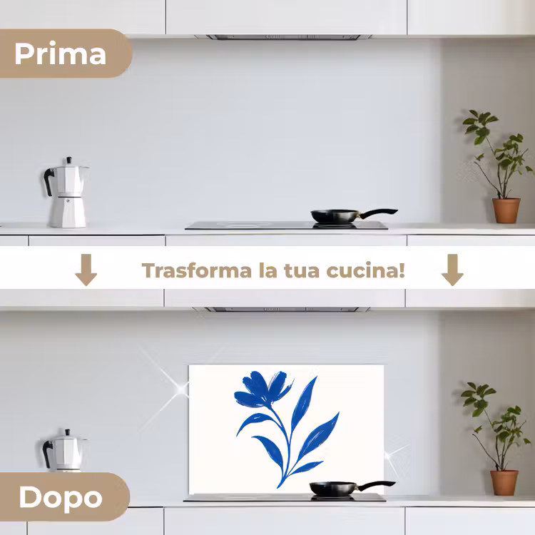 Paraschizzi cucina - Fiore - Petali - Minimalista - Blu — 7
