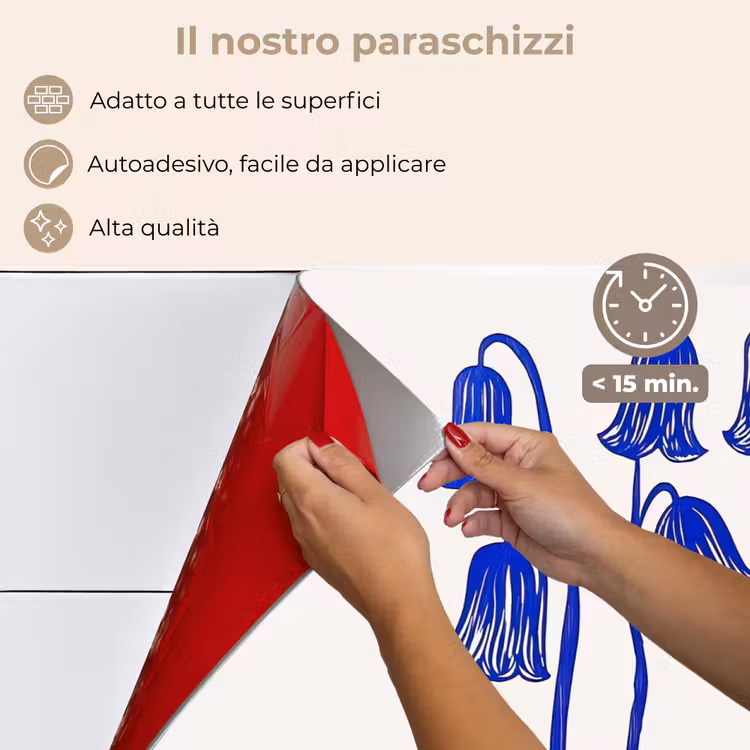 Paraschizzi cucina - Fiori - Blu - Linee - Petali — 4