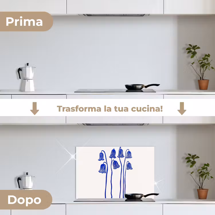 Paraschizzi cucina - Fiori - Blu - Linee - Petali — 7