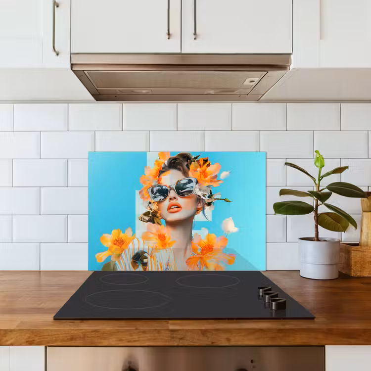 Paraschizzi cucina - Fiori - Donna - Occhiali da sole - Blu — 3