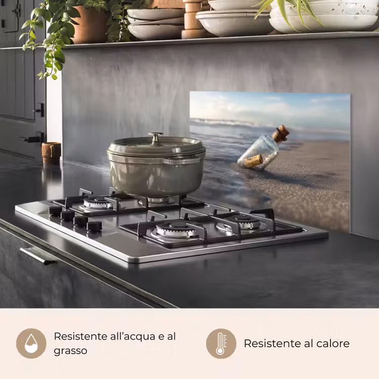 Paraschizzi cucina - Bottiglia di vetro - Posta - Mare - Sabbia — 2