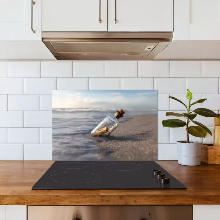 Paraschizzi cucina - Bottiglia di vetro - Posta - Mare - Sabbia — 3