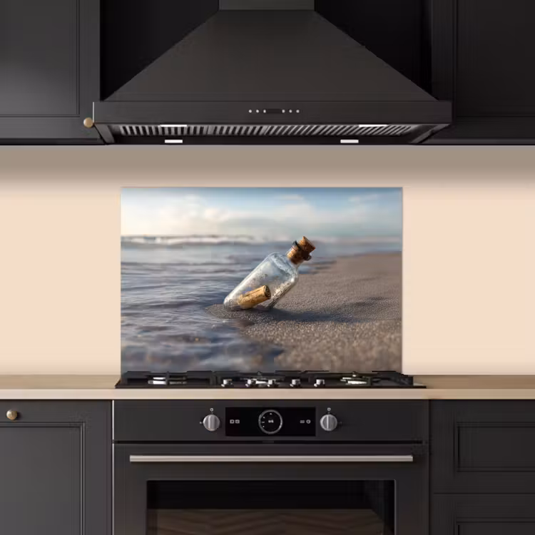 Paraschizzi cucina - Bottiglia di vetro - Posta - Mare - Sabbia — 5