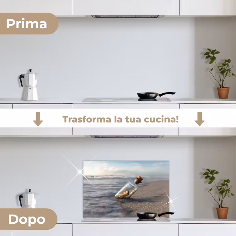 Paraschizzi cucina - Bottiglia di vetro - Posta - Mare - Sabbia — 7