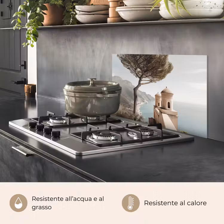 Paraschizzi cucina - Costa - Scogliera - Albero - Edificio — 2