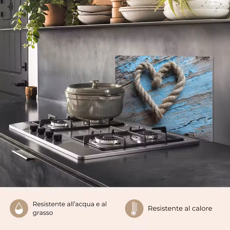 Paraschizzi cucina - Cuore - Corda - Legno - Rustico — 2