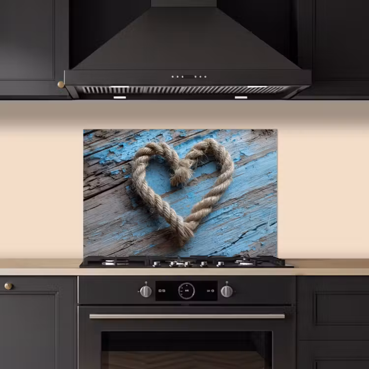 Paraschizzi cucina - Cuore - Corda - Legno - Rustico — 5