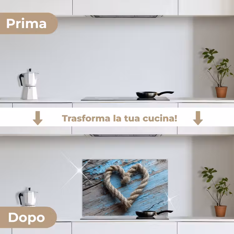 Paraschizzi cucina - Cuore - Corda - Legno - Rustico — 7