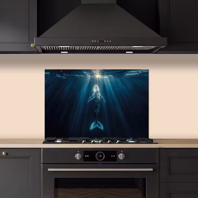 Paraschizzi cucina - Balena - Acqua - Raggi di sole - Blu — 5