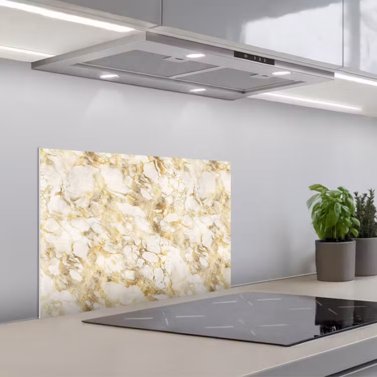 Paraschizzi cucina - Caldo - Oro - Marmo - Motivo — 1