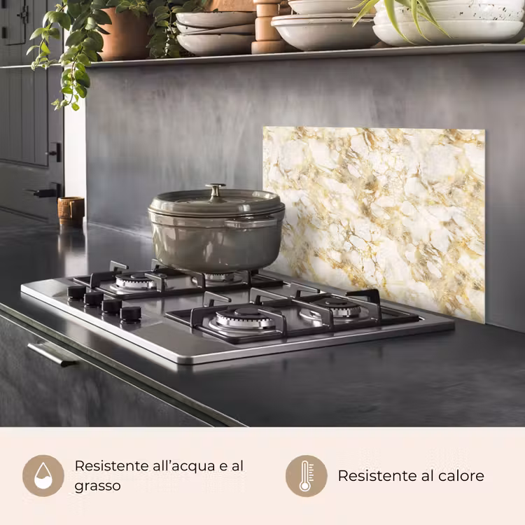 Paraschizzi cucina - Caldo - Oro - Marmo - Motivo — 2