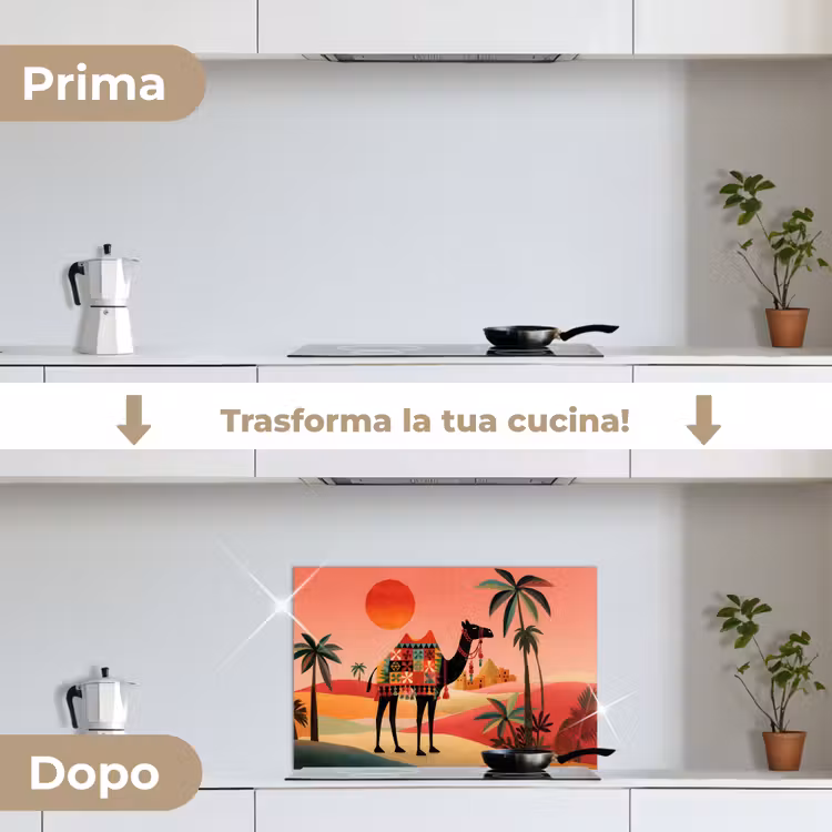 Paraschizzi cucina - Cammello - Tappeto colorato - Dune - Sole rosso — 7