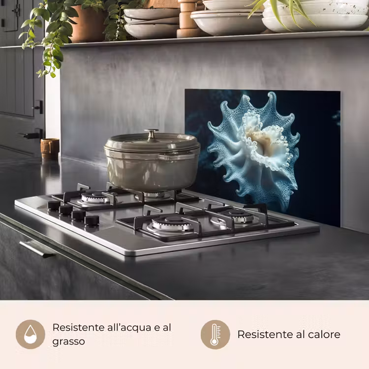Paraschizzi cucina - Creatura marina - Bianco - Onde - Acqua — 2