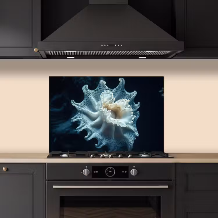 Paraschizzi cucina - Creatura marina - Bianco - Onde - Acqua — 5